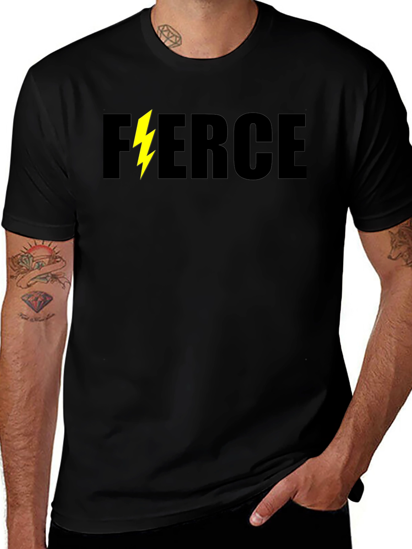 Fierce Lightning Bolt Black Graphic Tee