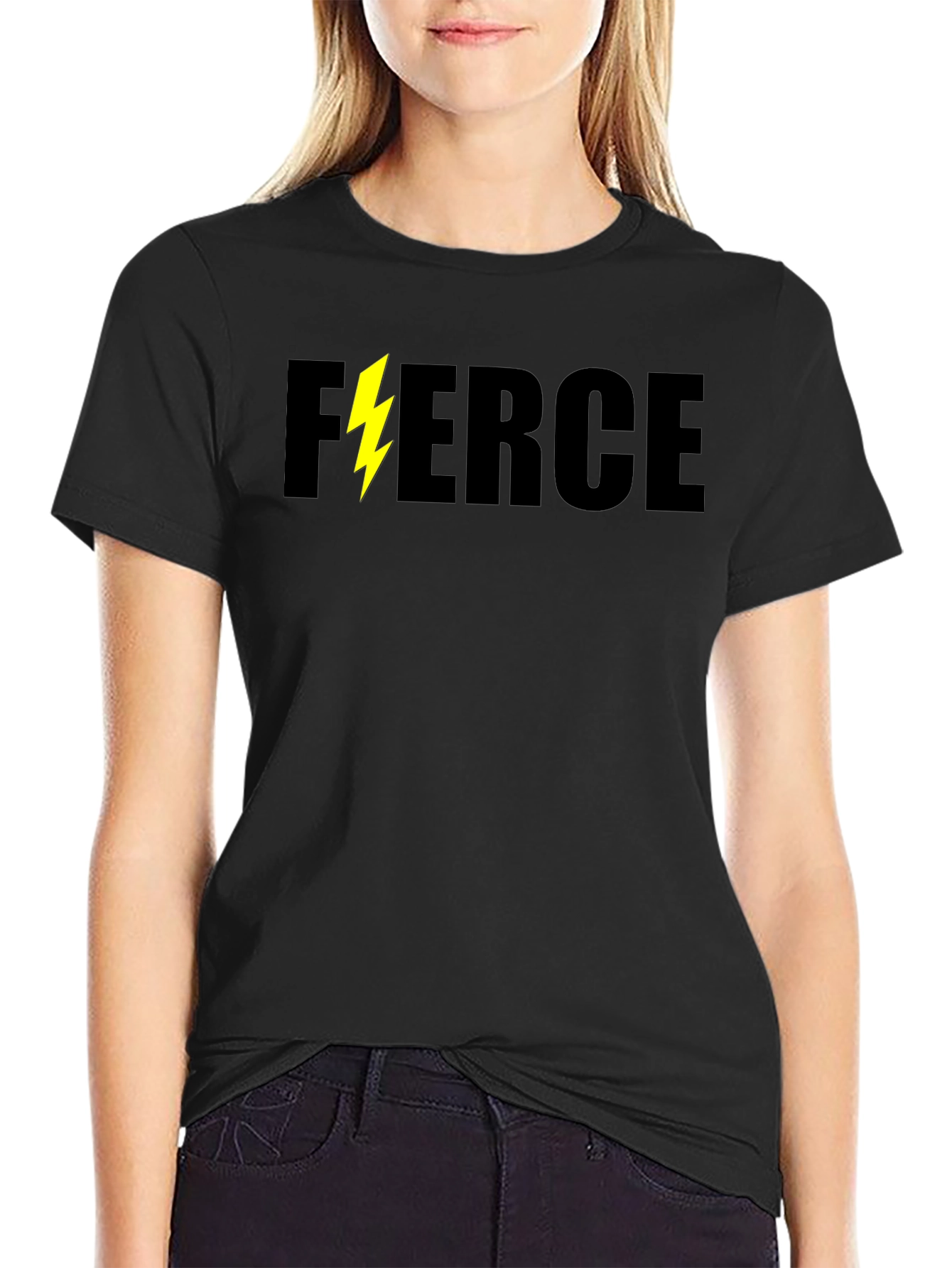 Fierce Lightning Bolt Black Graphic Tee