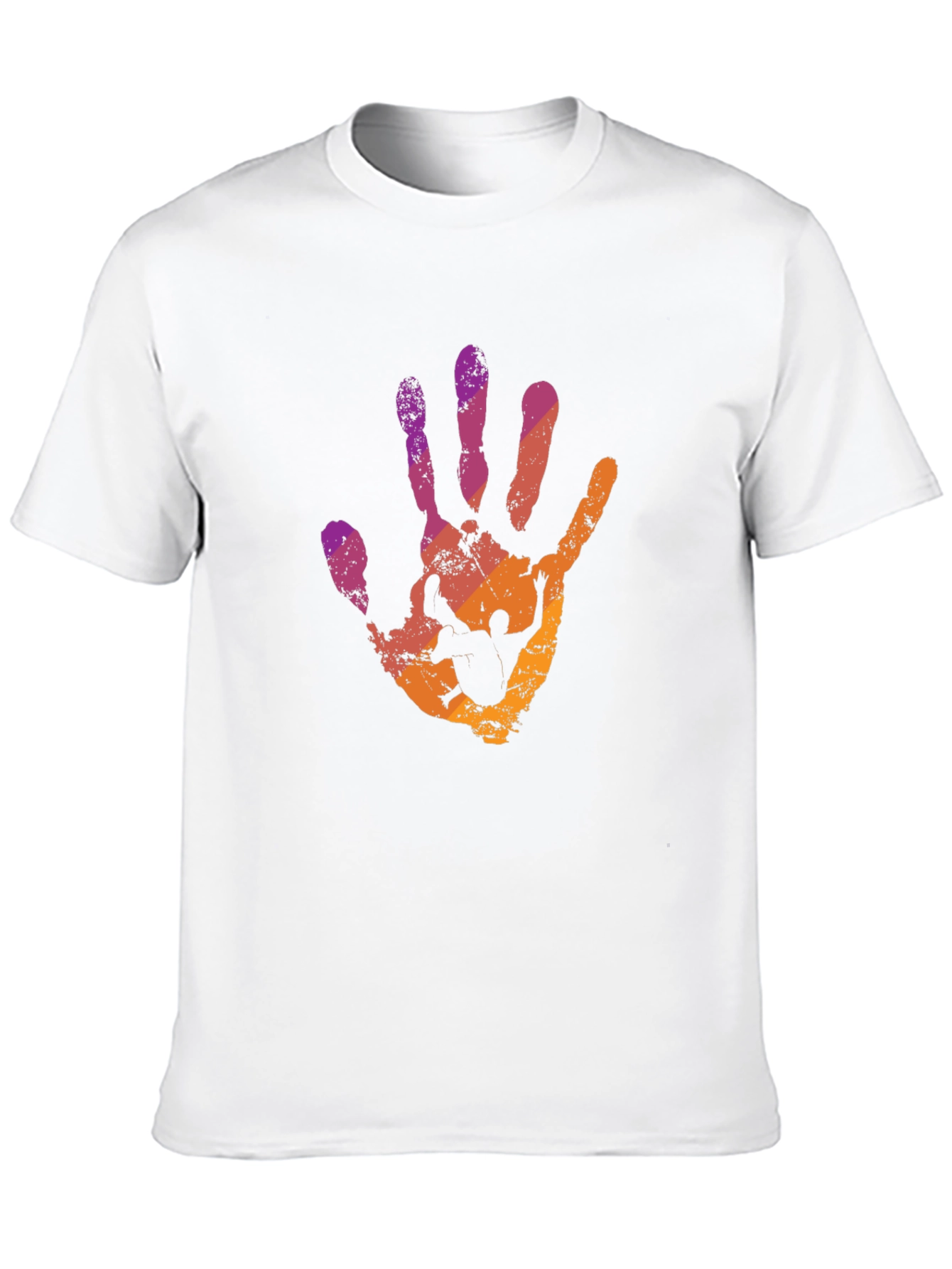 Abstract Handprint Graphic T-Shirt - Trendy Crew Neck Tee