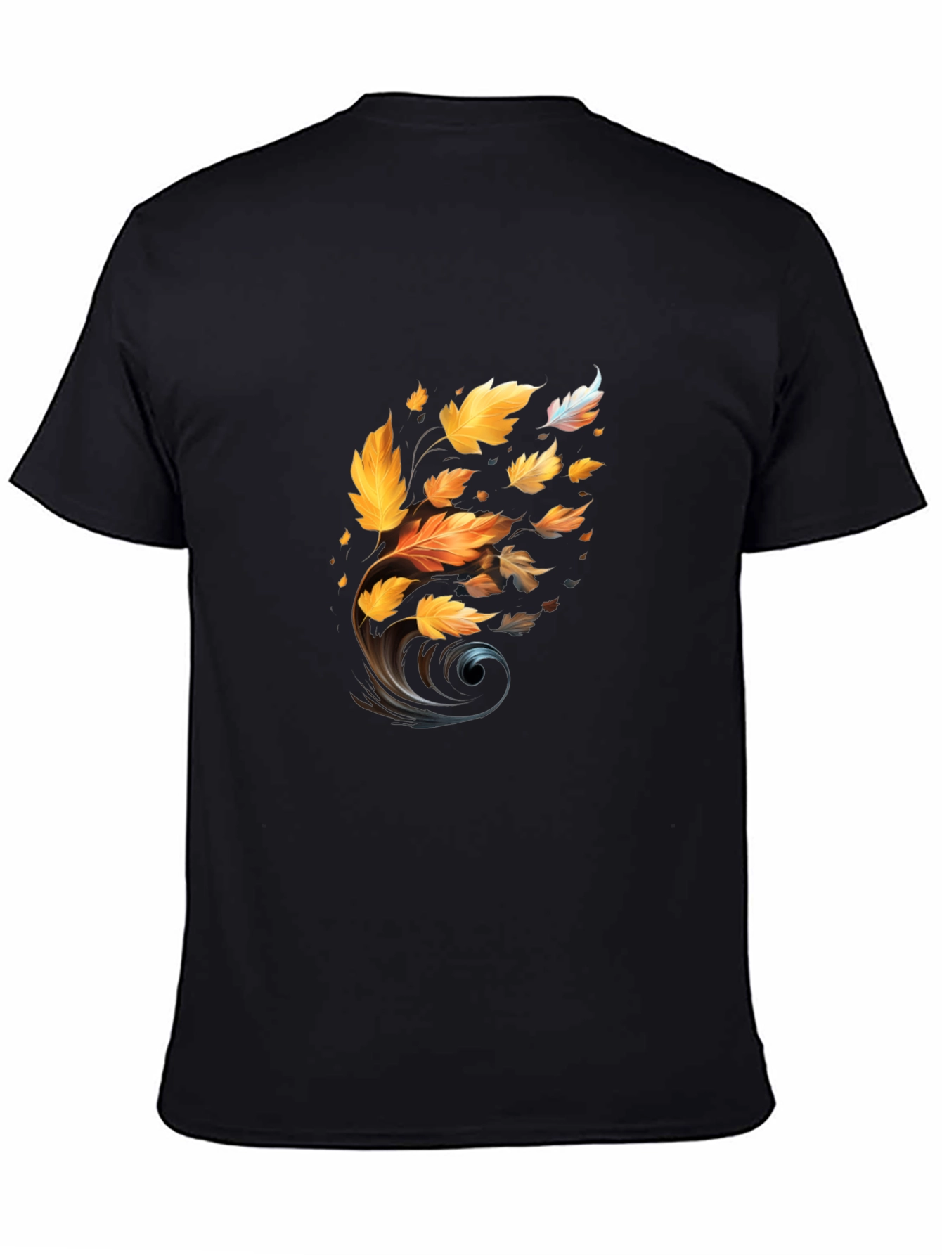 Autumn Leaves Graphic Black T-Shirt