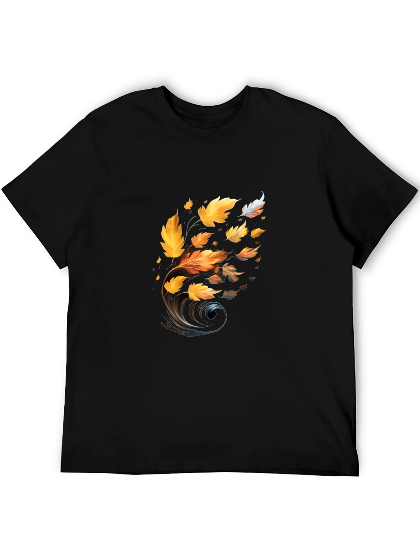 Autumn Leaves Graphic Black T-Shirt