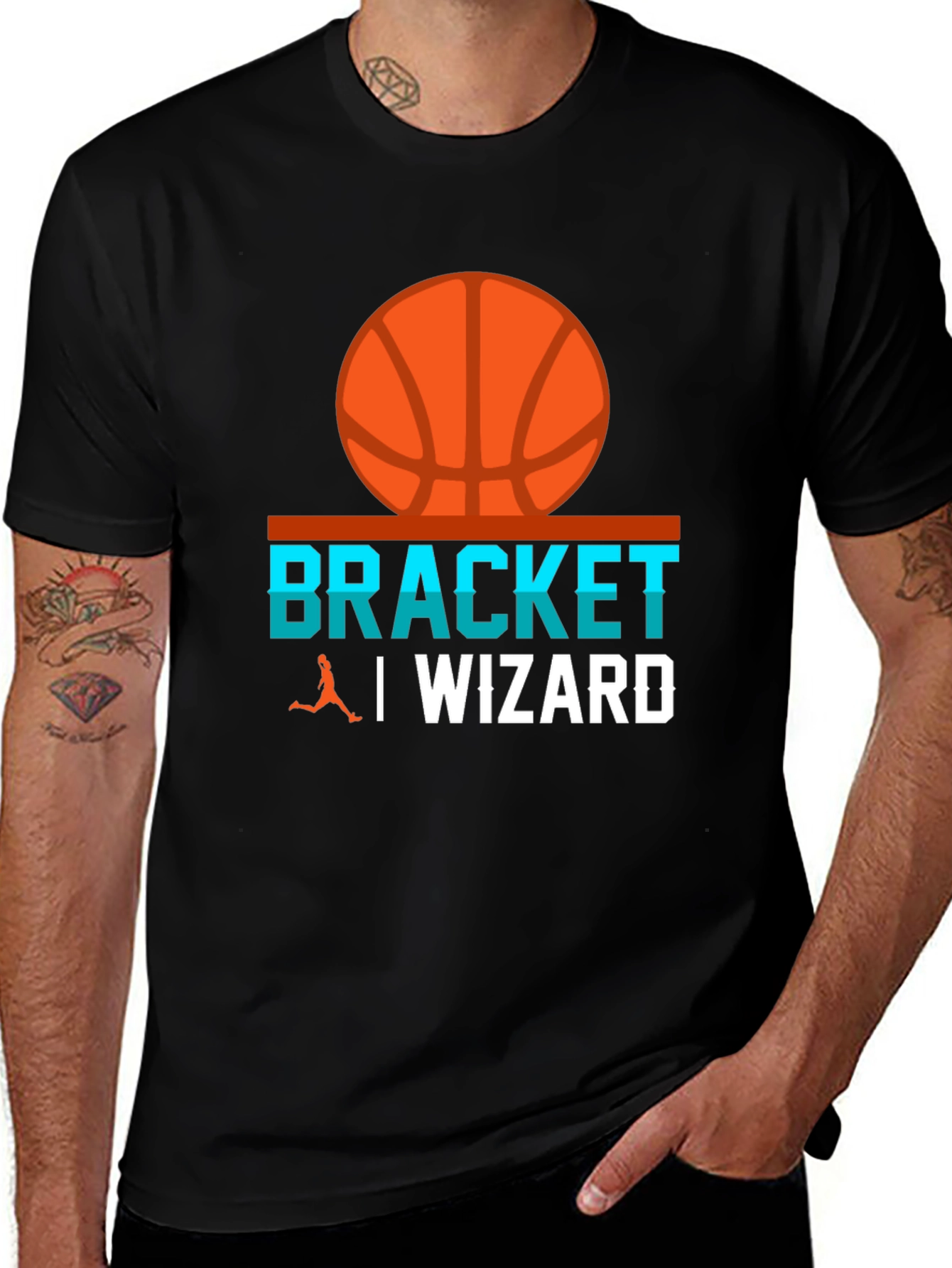 Bracket Wizard Basketball Graphic Tee - Black