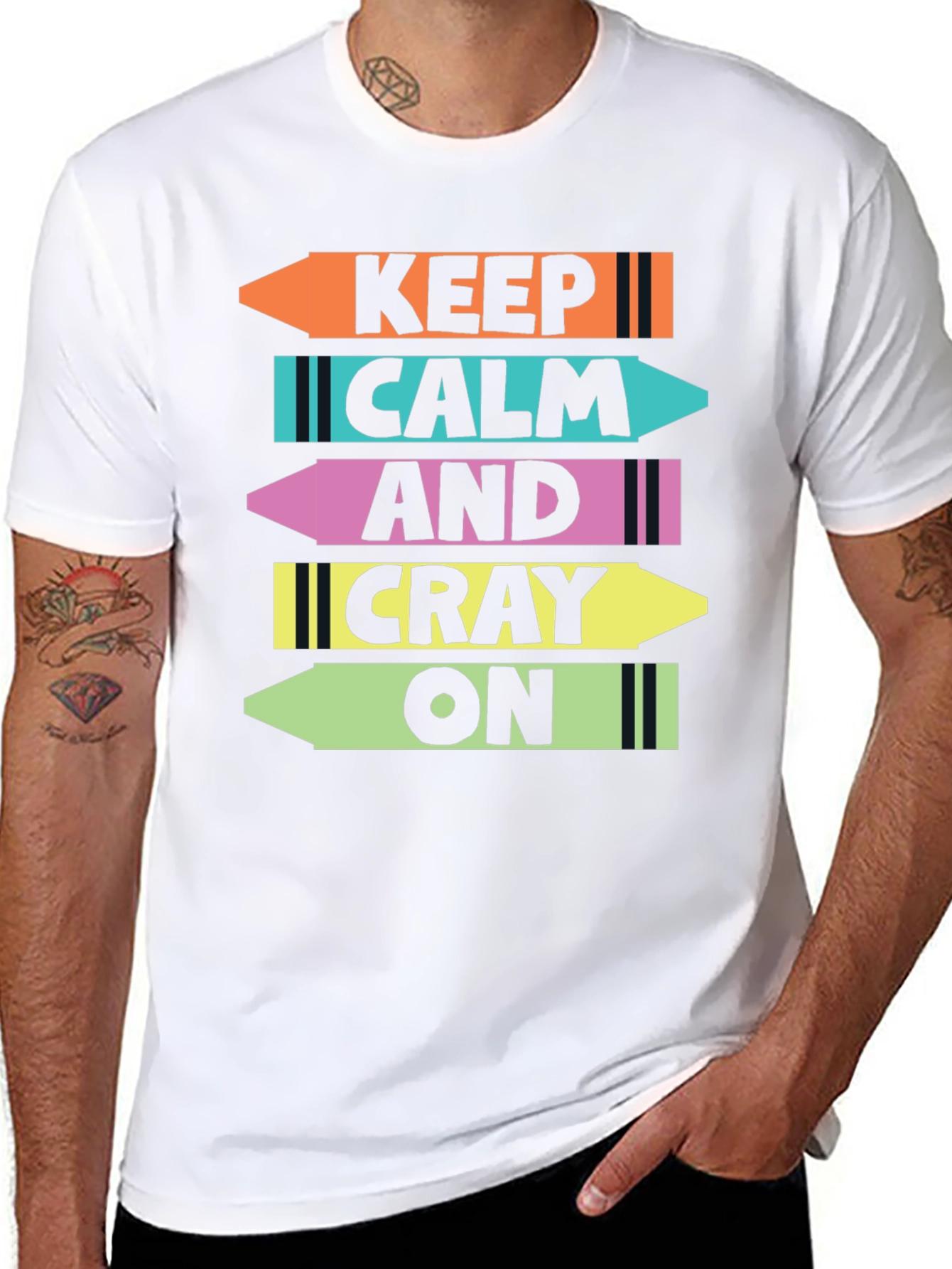 Keep Calm & Cray On T-Shirt Funny Crayon Design