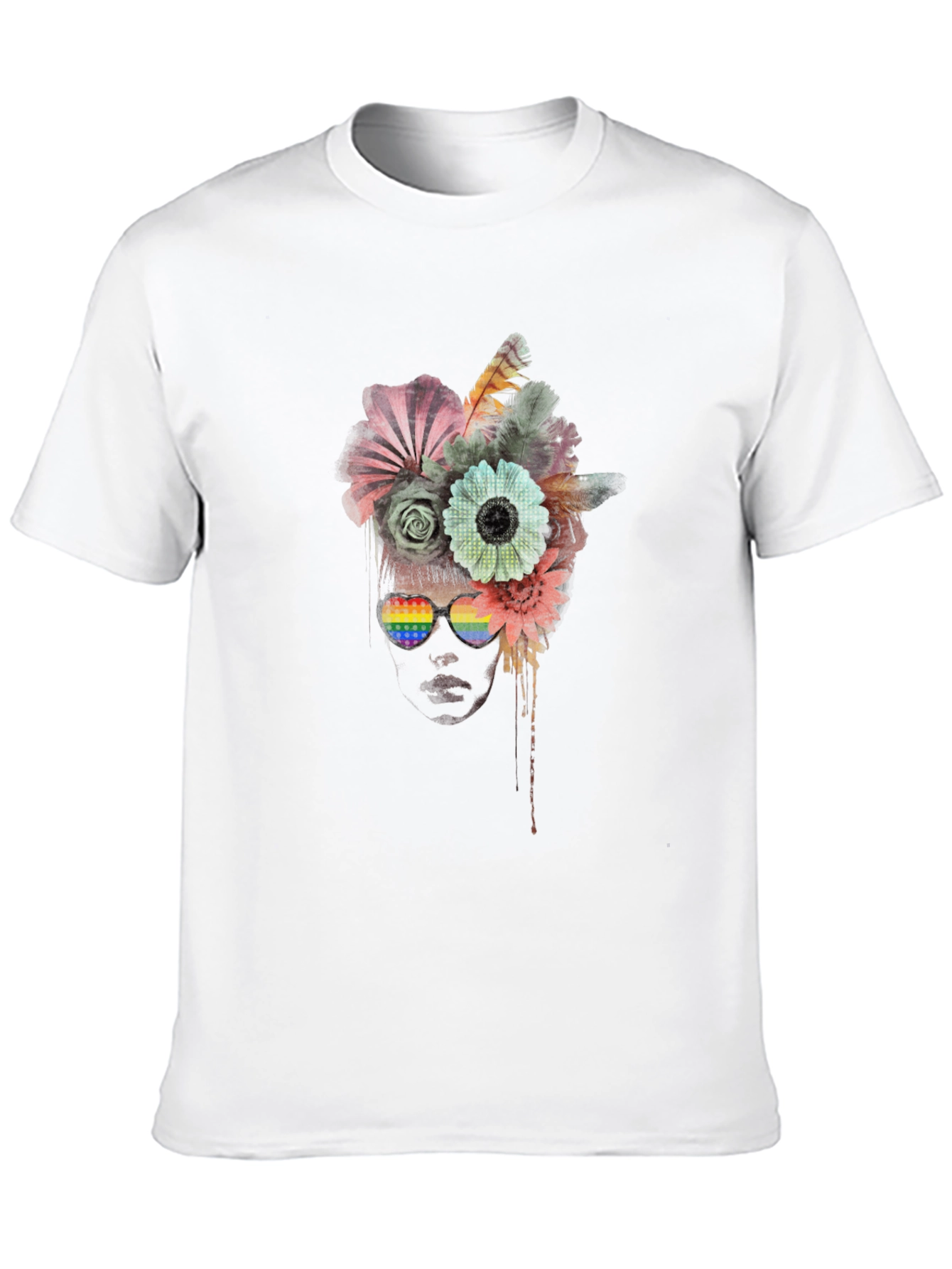 Floral Headpiece LGBTQ Pride Sunglasses Graphic Tee