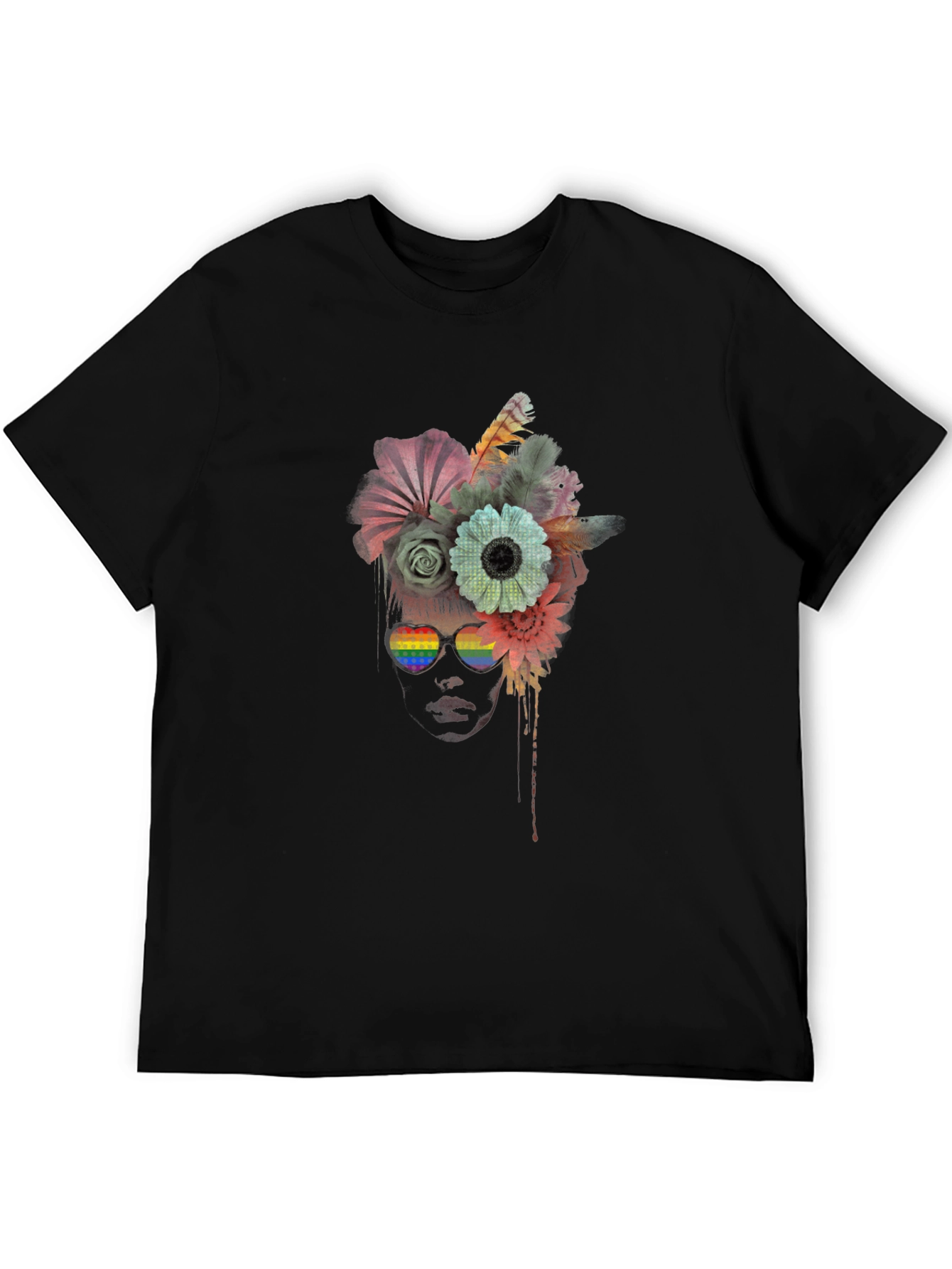 Floral Headpiece LGBTQ Pride Sunglasses Graphic Tee