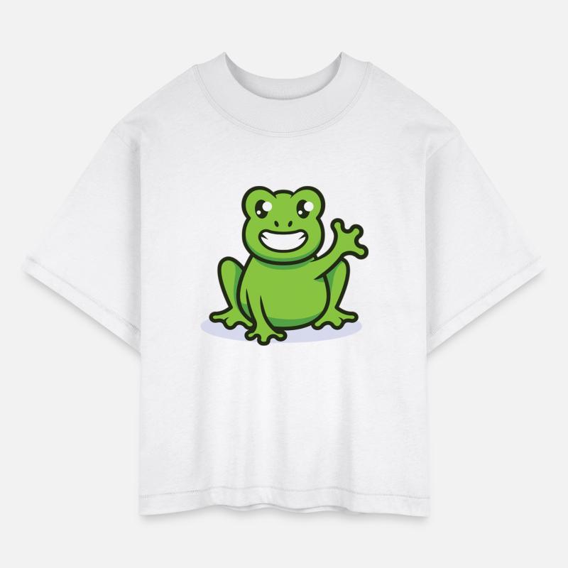 Cute frog sitting and waving