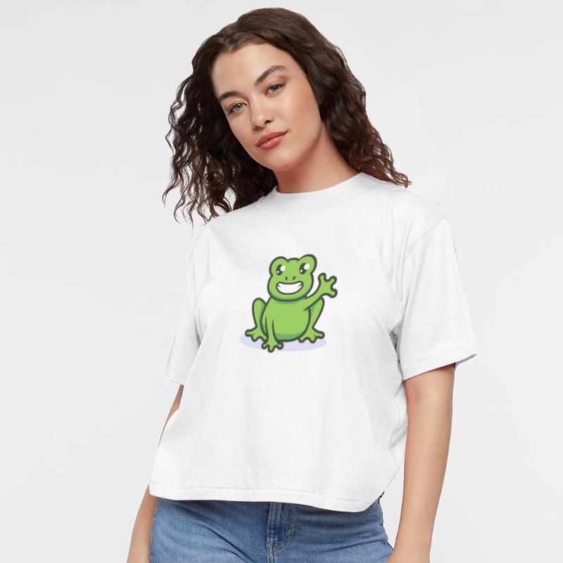 Cute frog sitting and waving