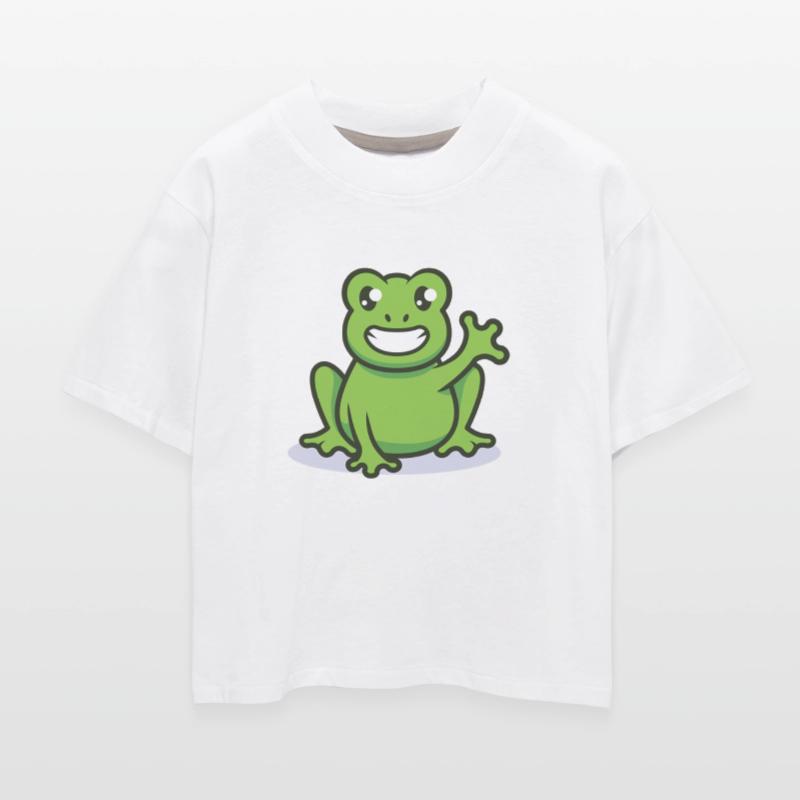 Cute frog sitting and waving