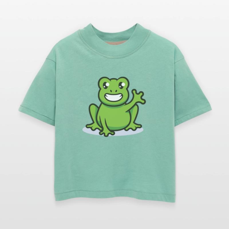 Cute frog sitting and waving
