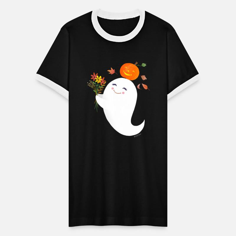 Cute Halloween Ghost with Flowers