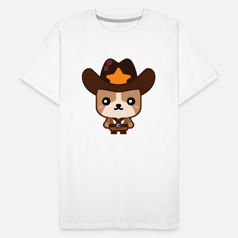 Cute kawaii cowboy dog illustration