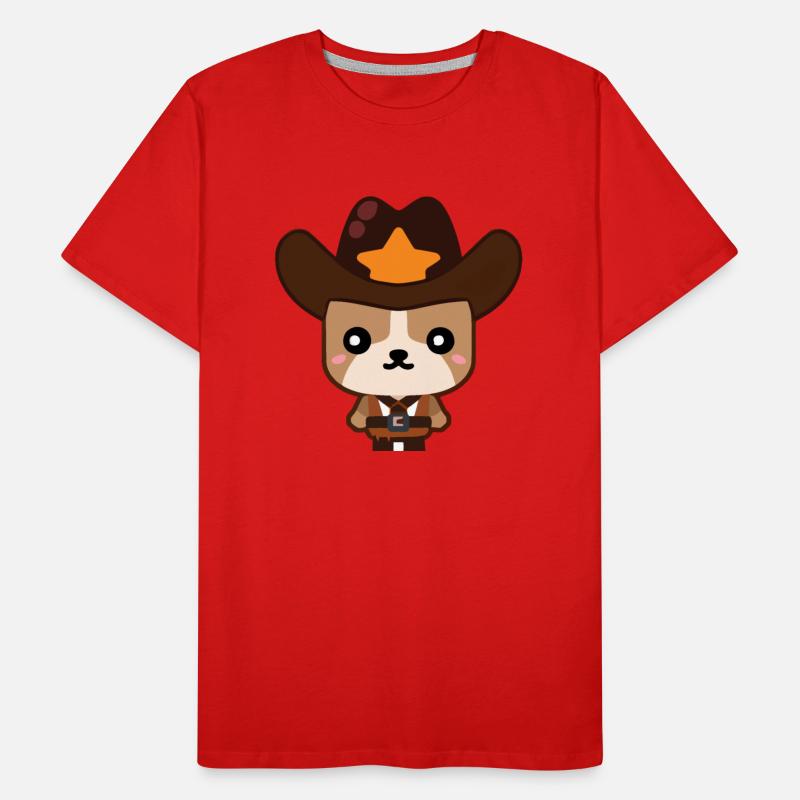 Cute kawaii cowboy dog illustration