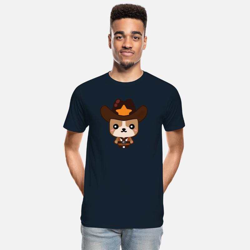 Cute kawaii cowboy dog illustration