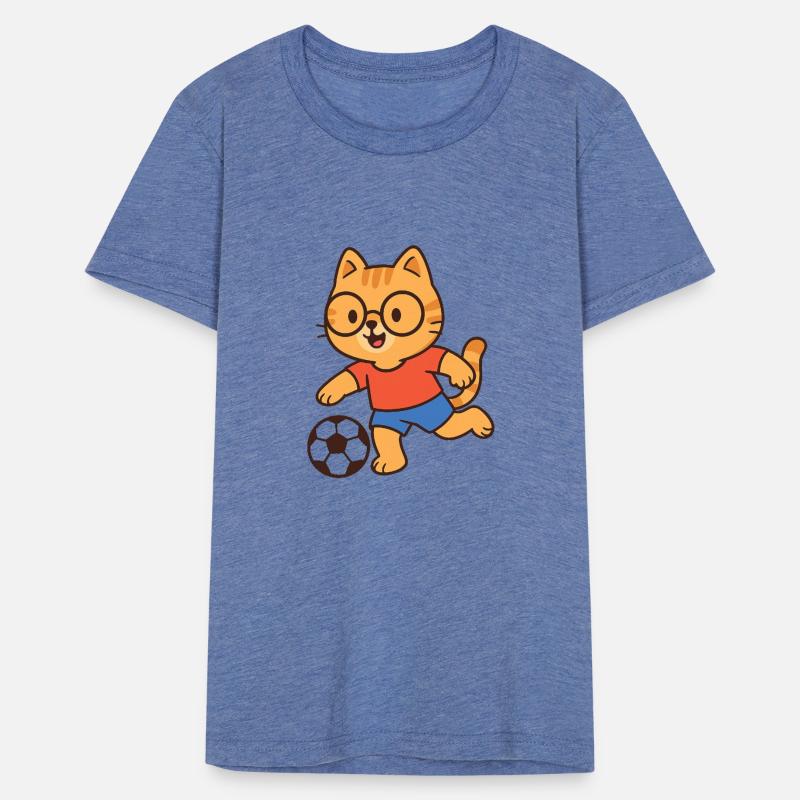 Cute Soccer Cat Cartoon Football Kitten Design