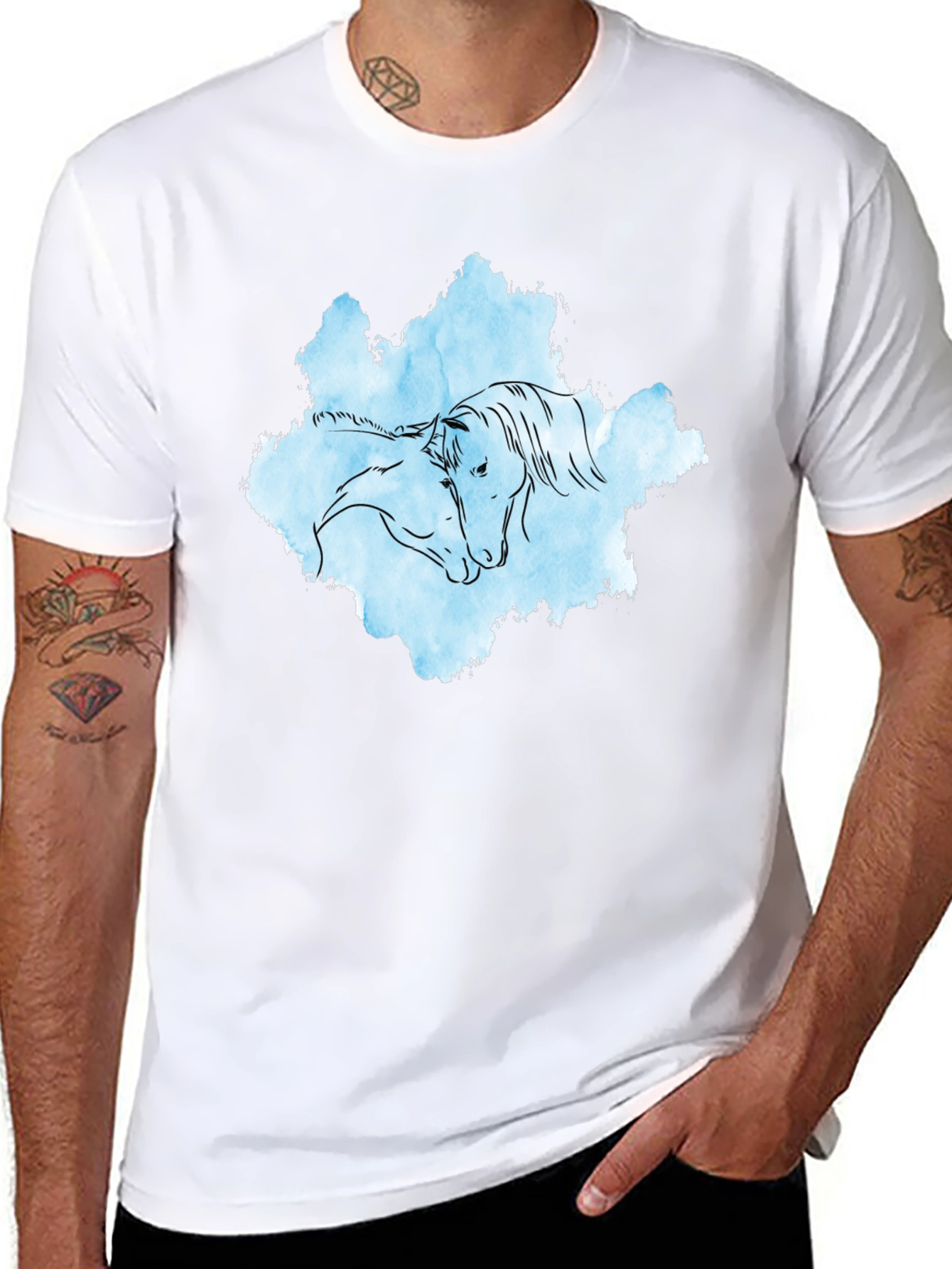 Horse Embrace Graphic T-Shirt - Black
