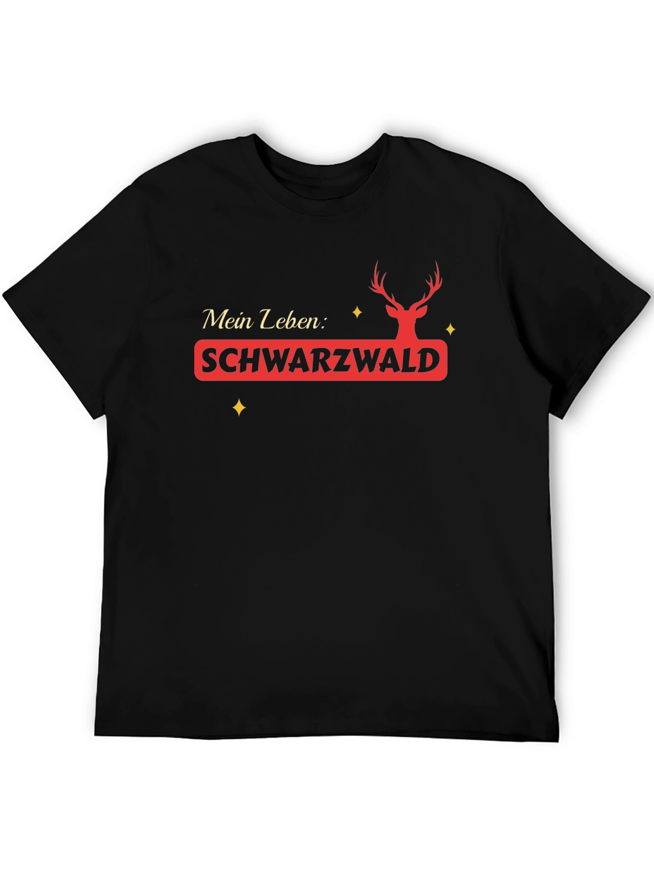 Schwarzwald Deer Mens Black Graphic T-Shirt