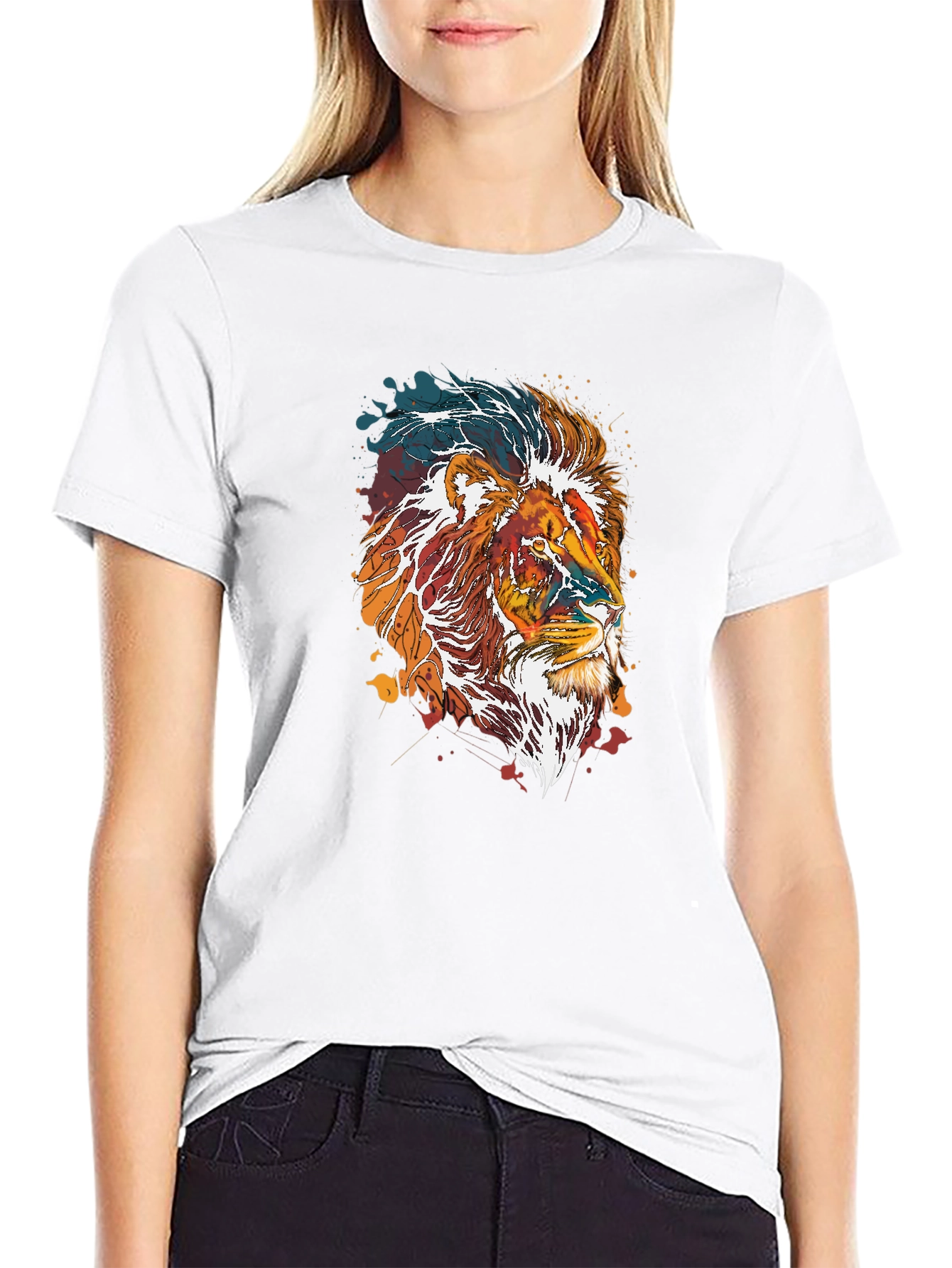 Lion Graphic Tee - Stylish Mens Black T-Shirt