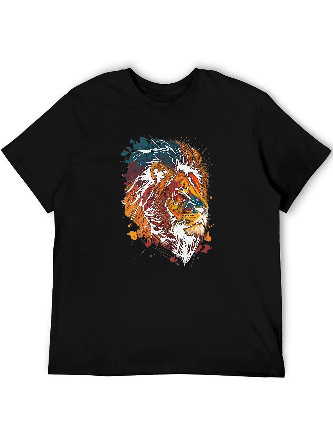 Lion Graphic Tee - Stylish Mens Black T-Shirt