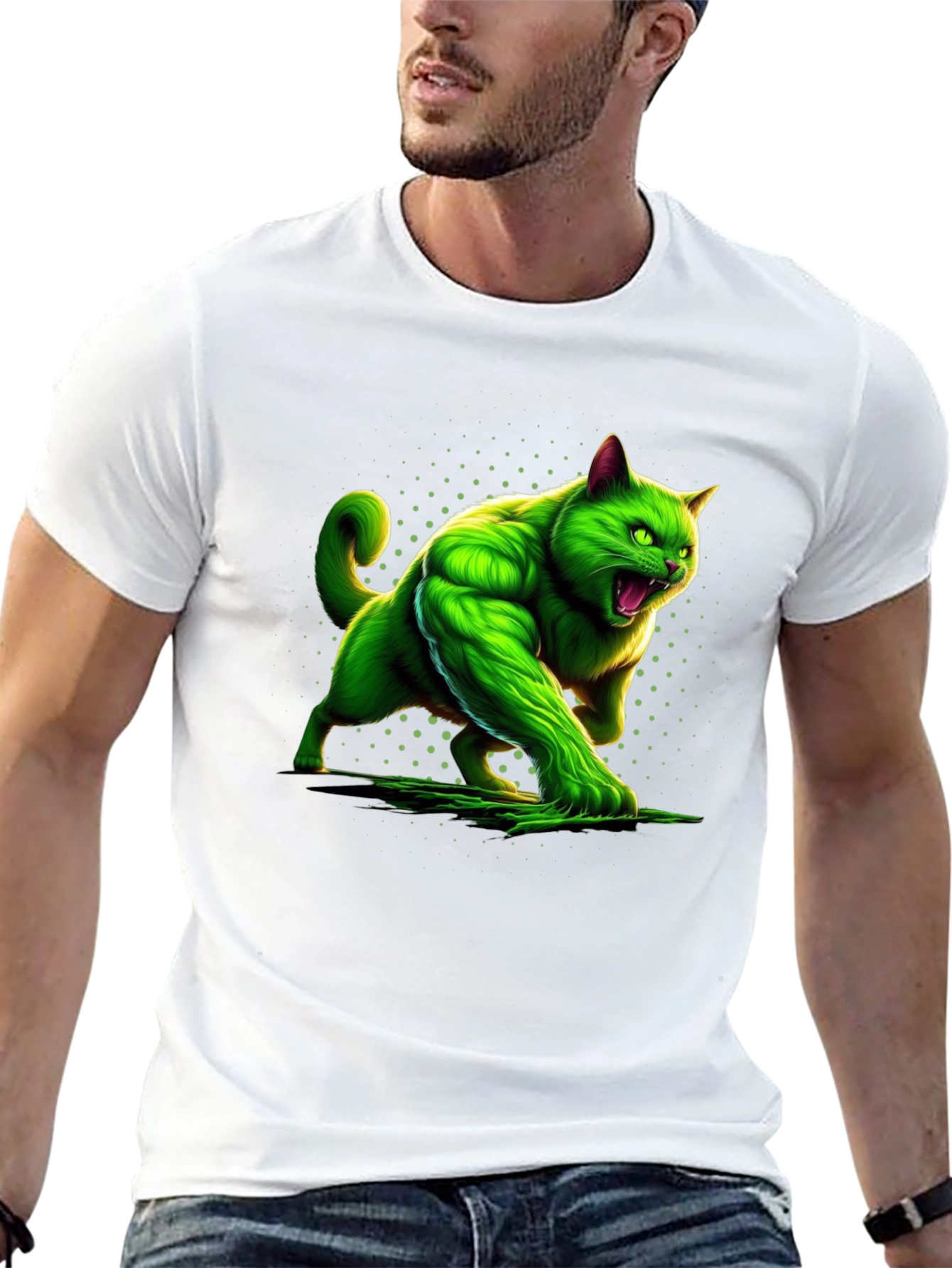 Hulk Cat Graphic Tee - Mens Black T-Shirt