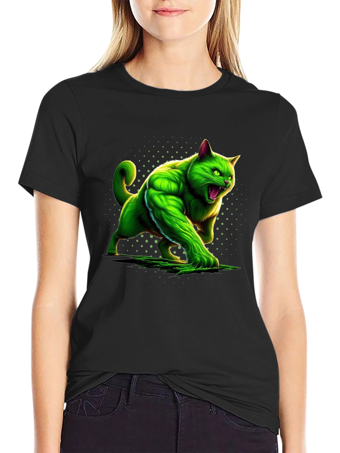 Hulk Cat Graphic Tee - Mens Black T-Shirt
