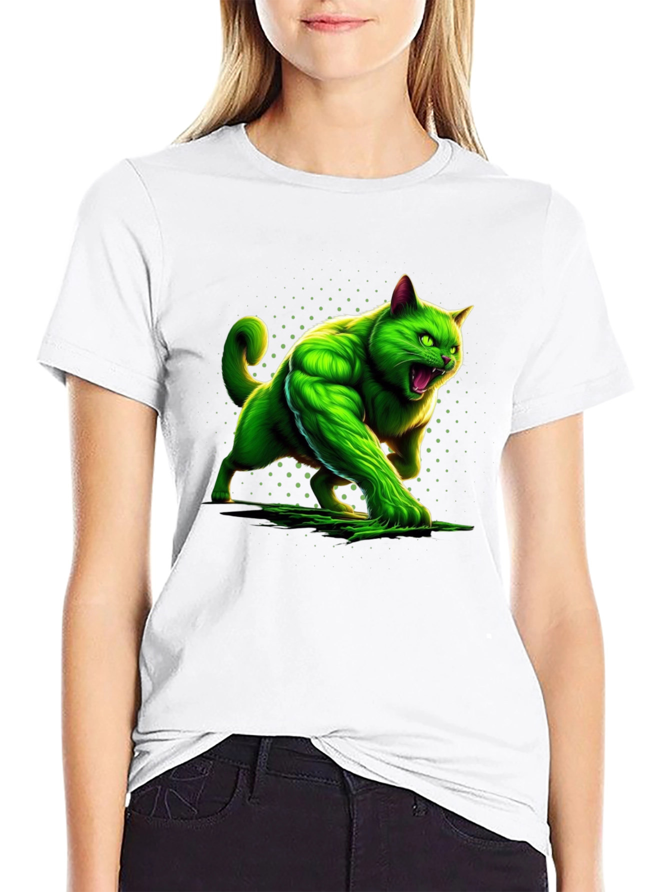 Hulk Cat Graphic Tee - Mens Black T-Shirt