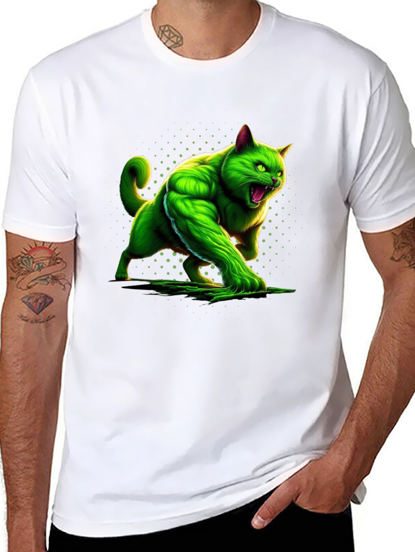 Hulk Cat Graphic Tee - Mens Black T-Shirt