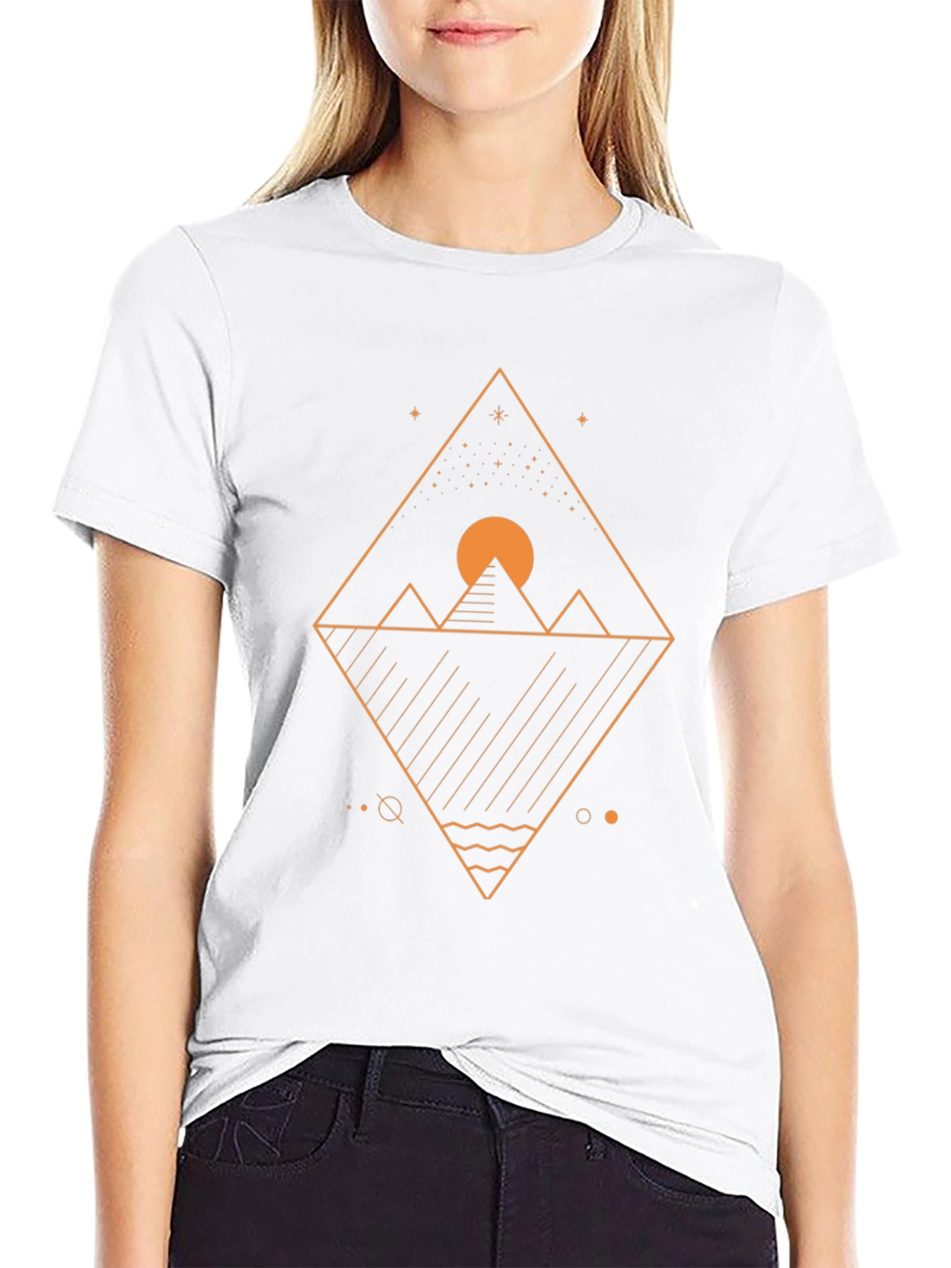 Geometric Pyramid Graphic Tee - Black