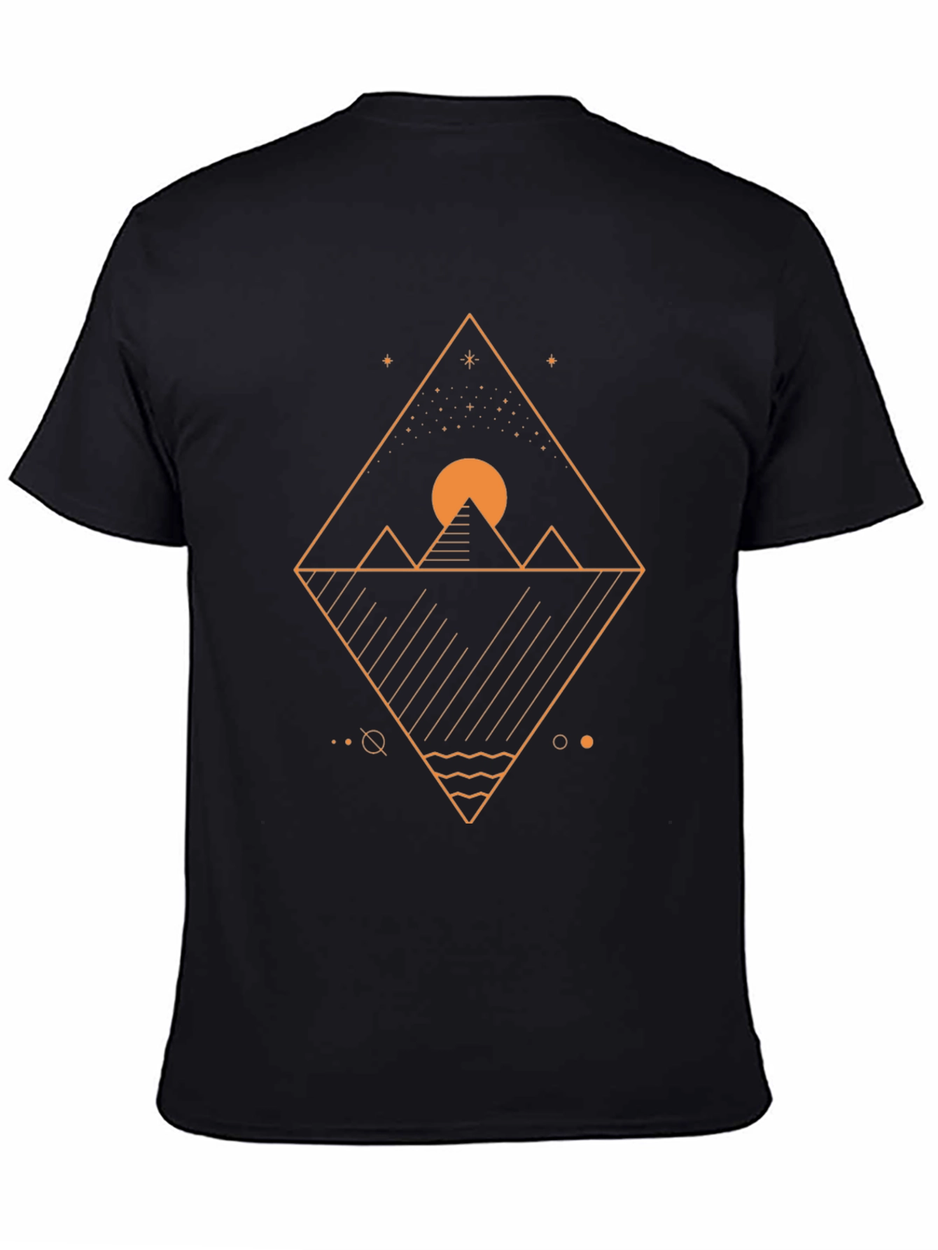 Geometric Pyramid Graphic Tee - Black