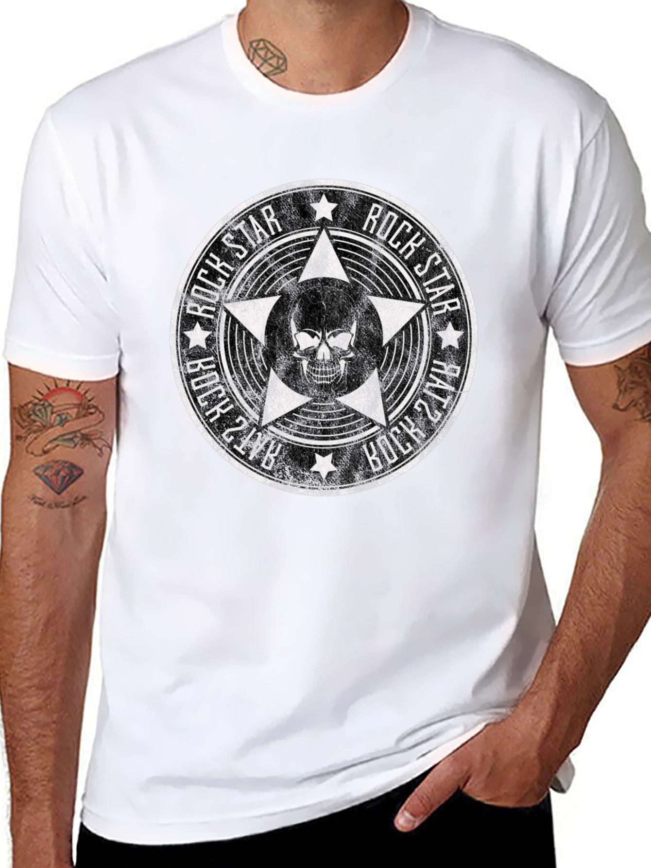 Rock Star Skull T-Shirt - Black Graphic Tee
