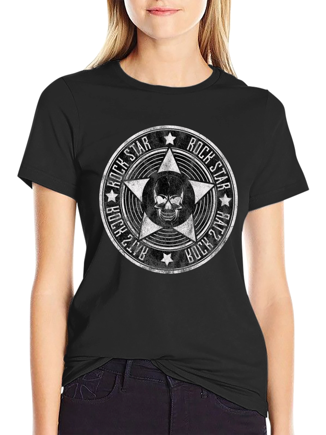 Rock Star Skull T-Shirt - Black Graphic Tee