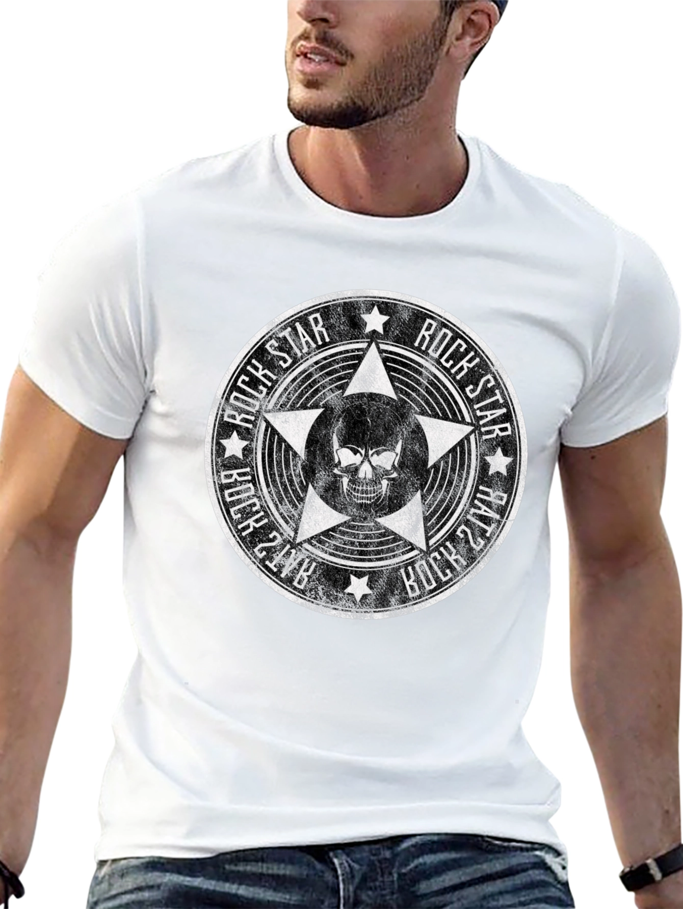 Rock Star Skull T-Shirt - Black Graphic Tee