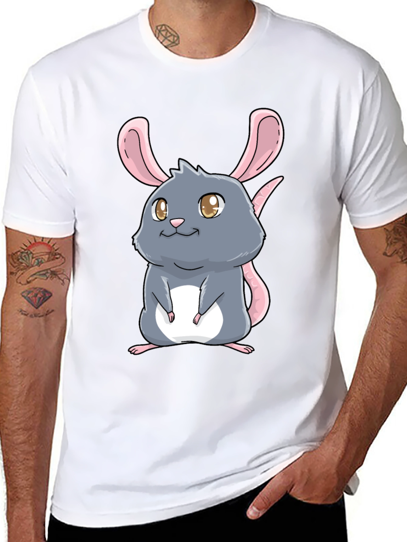 Cute Cartoon Rat Graphic T-Shirt - Unisex