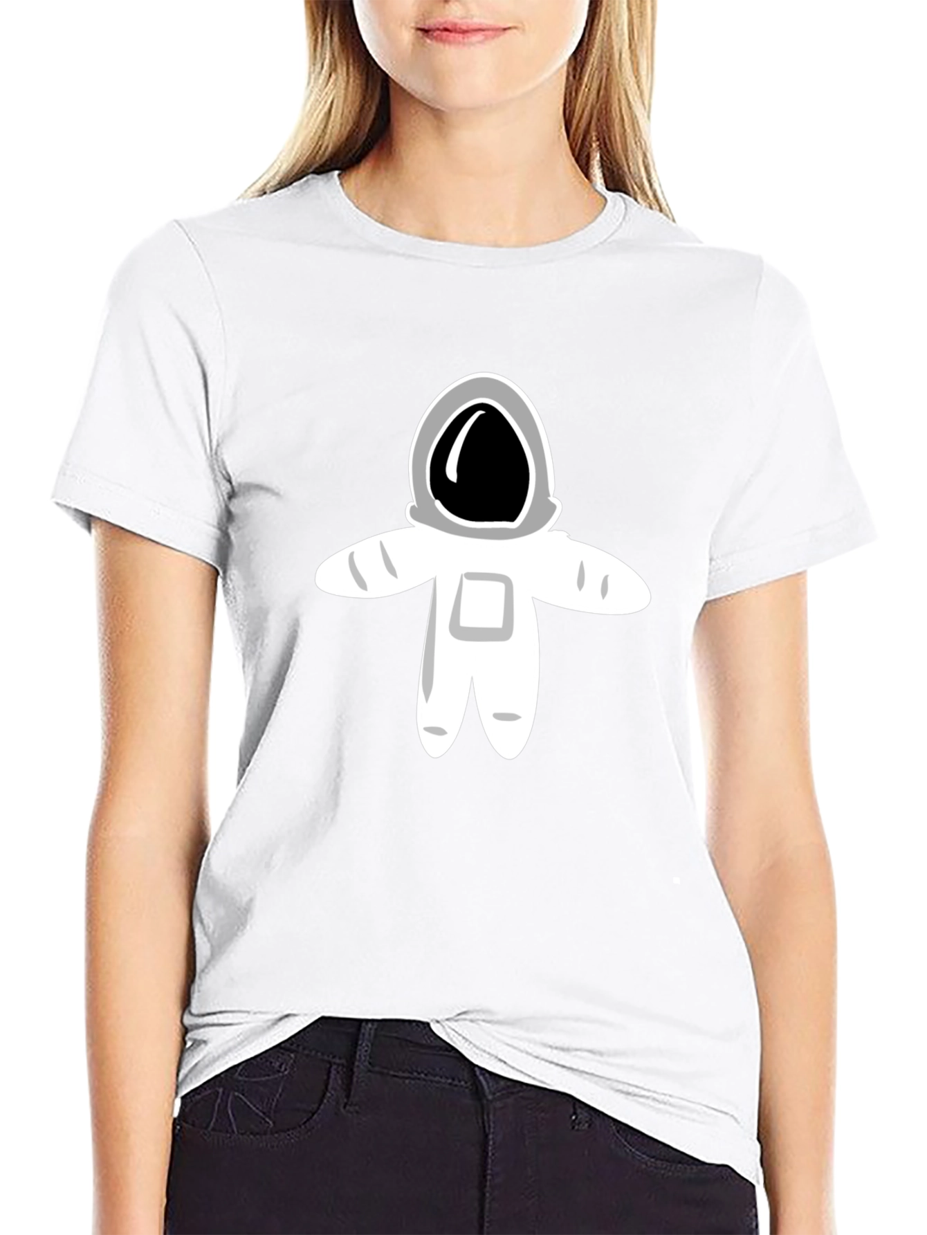Astronaut Graphic Tee - Black Cotton Casual T-Shirt