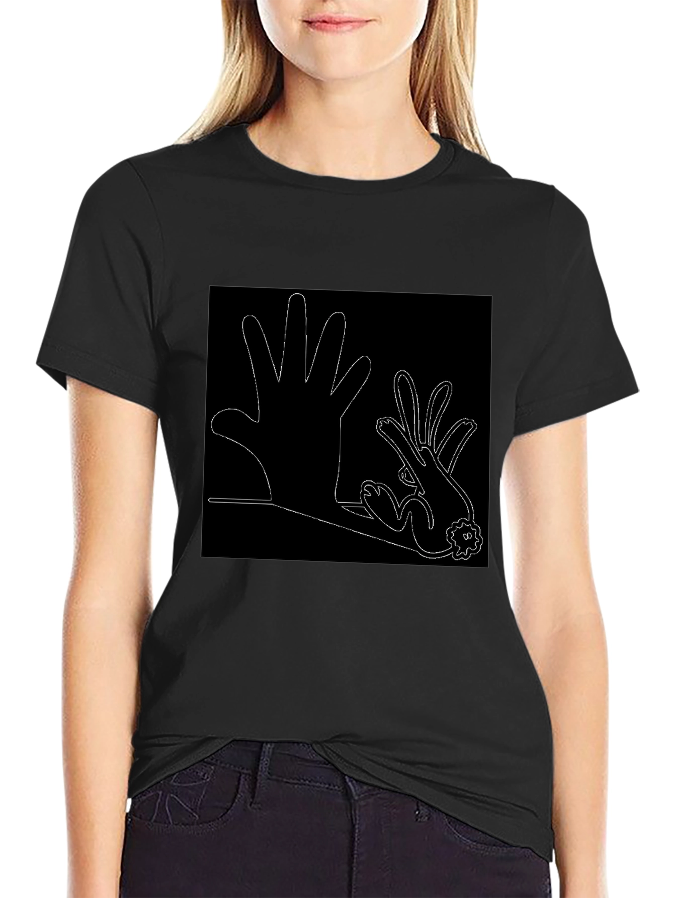 Hand Shadow Rabbit T-Shirt - Unique Design