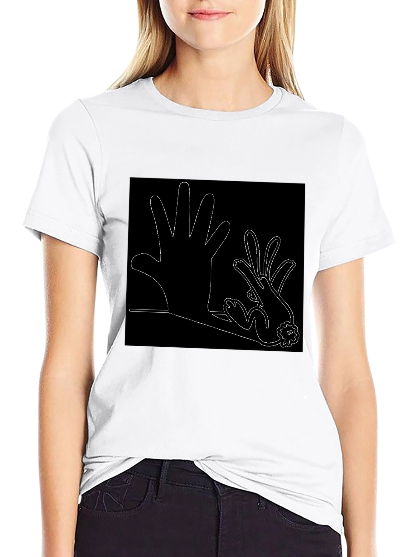 Hand Shadow Rabbit T-Shirt - Unique Design