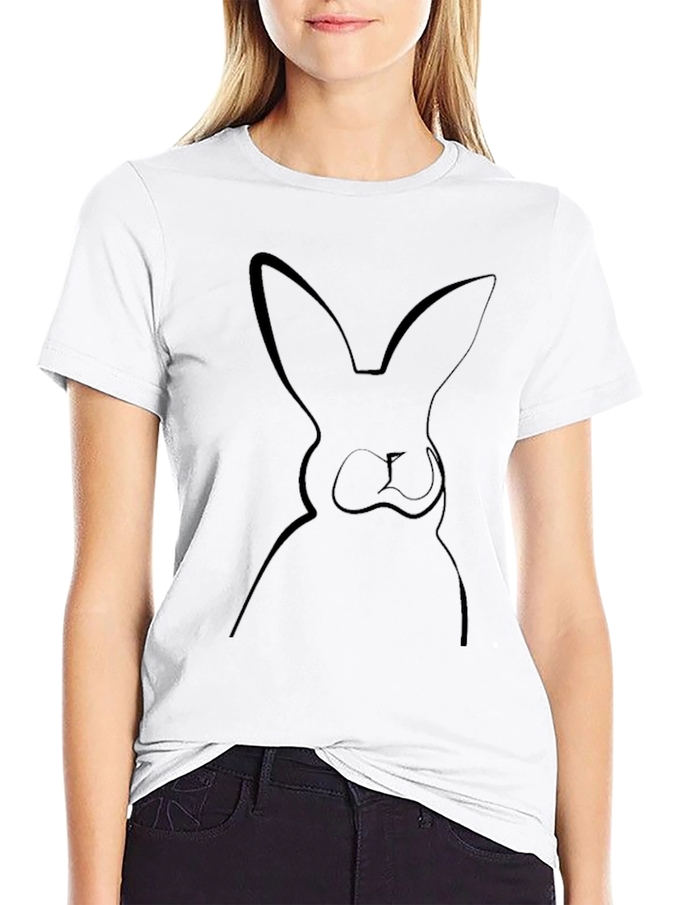 Black Bunny Outline Graphic Tee