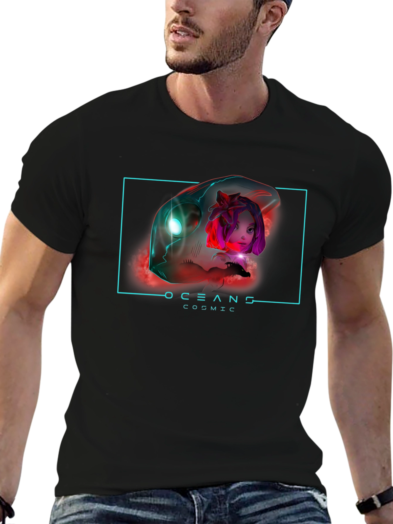 Oceans Cosmic Black Graphic T-Shirt