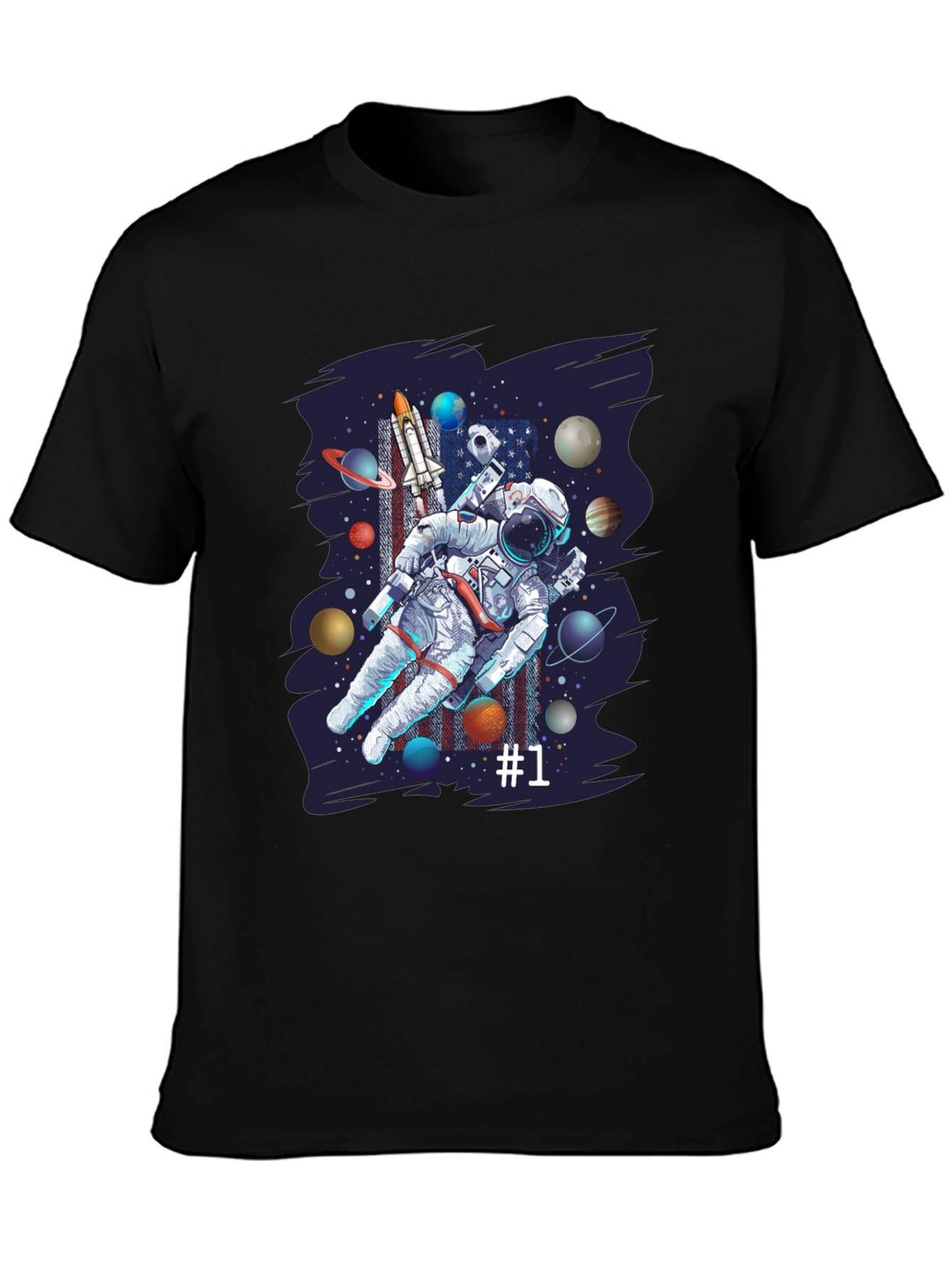 Astronaut Space Graphic Black T-Shirt
