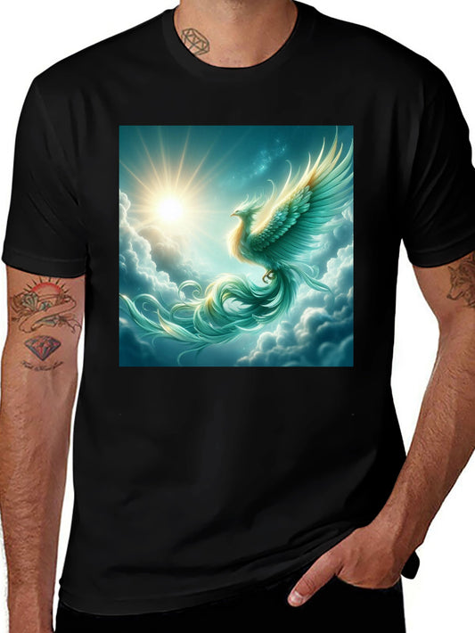 Mystical Phoenix Graphic Tee - Black Cotton Blend