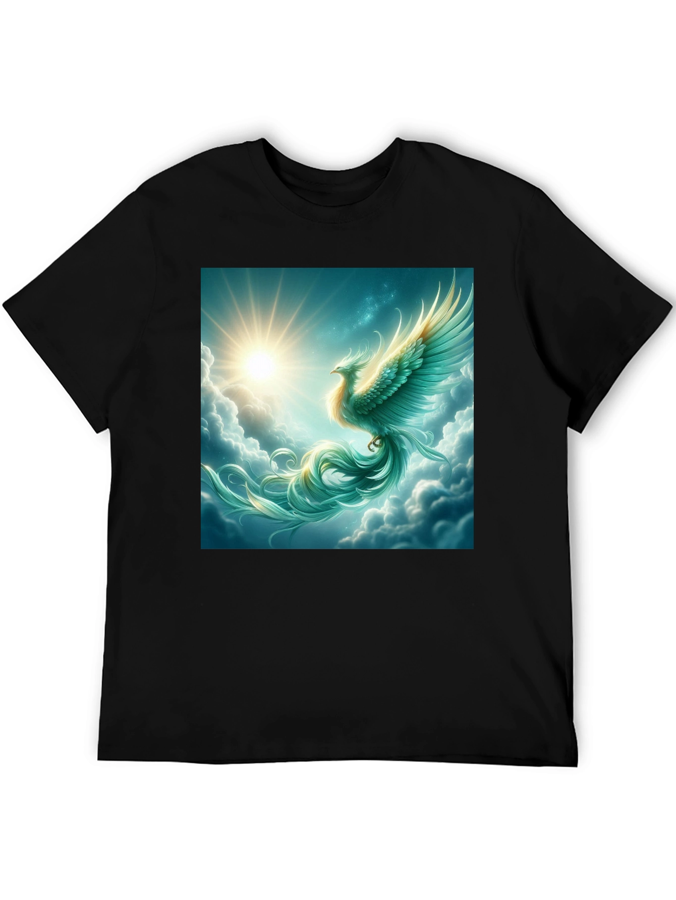 Mystical Phoenix Graphic Tee - Black Cotton Blend