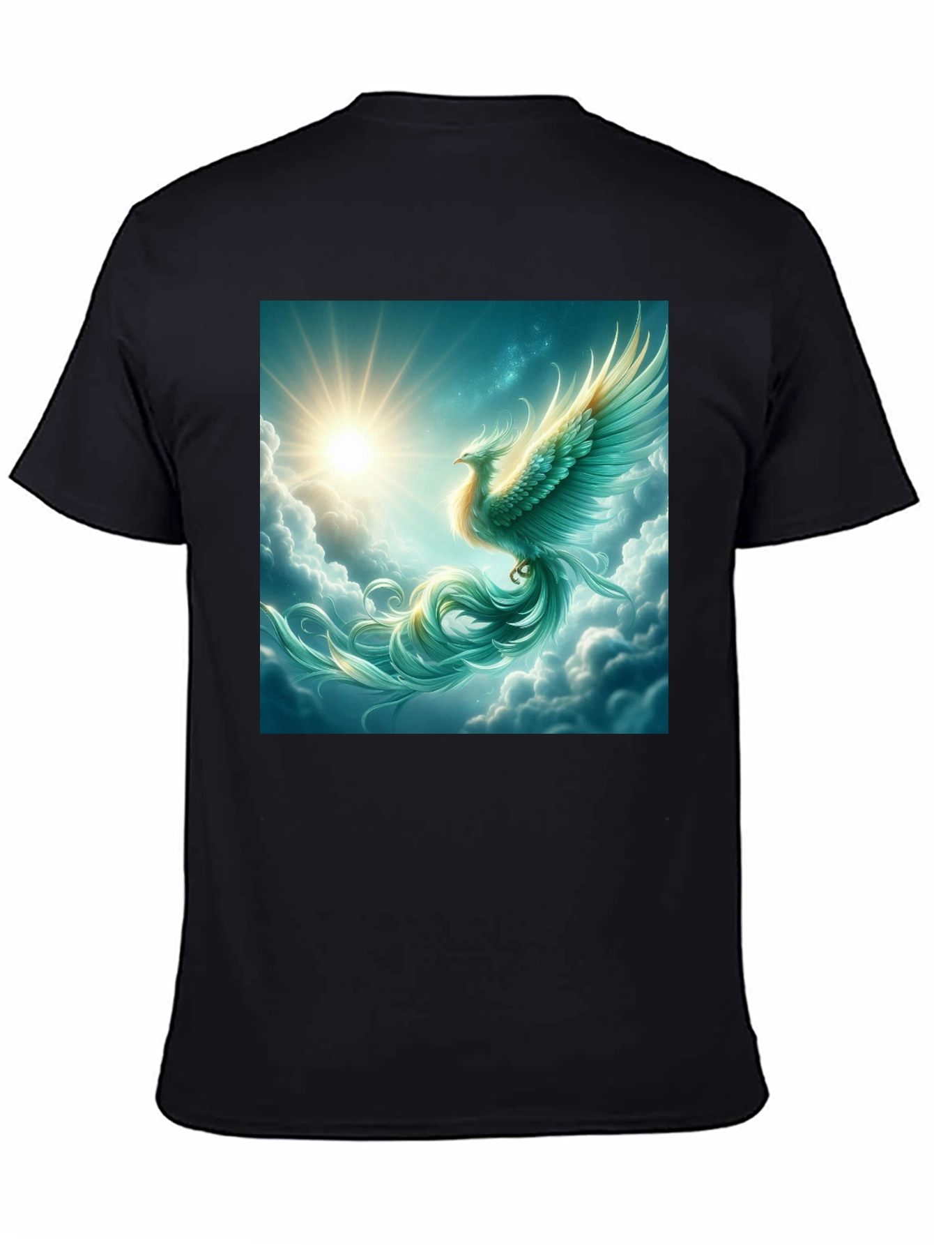 Mystical Phoenix Graphic Tee - Black Cotton Blend