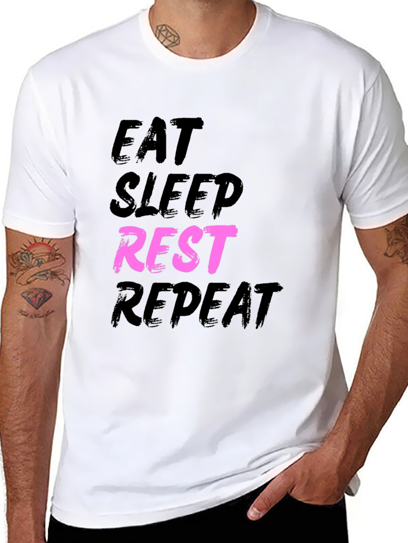 Eat Sleep Rest Repeat Black T-Shirt