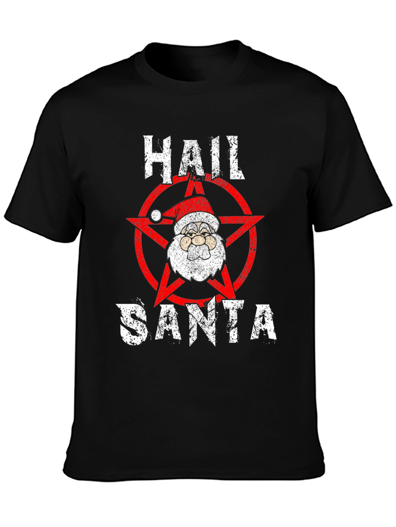 Hail Santa Graphic Tee - Black Cotton Blend T-Shirt