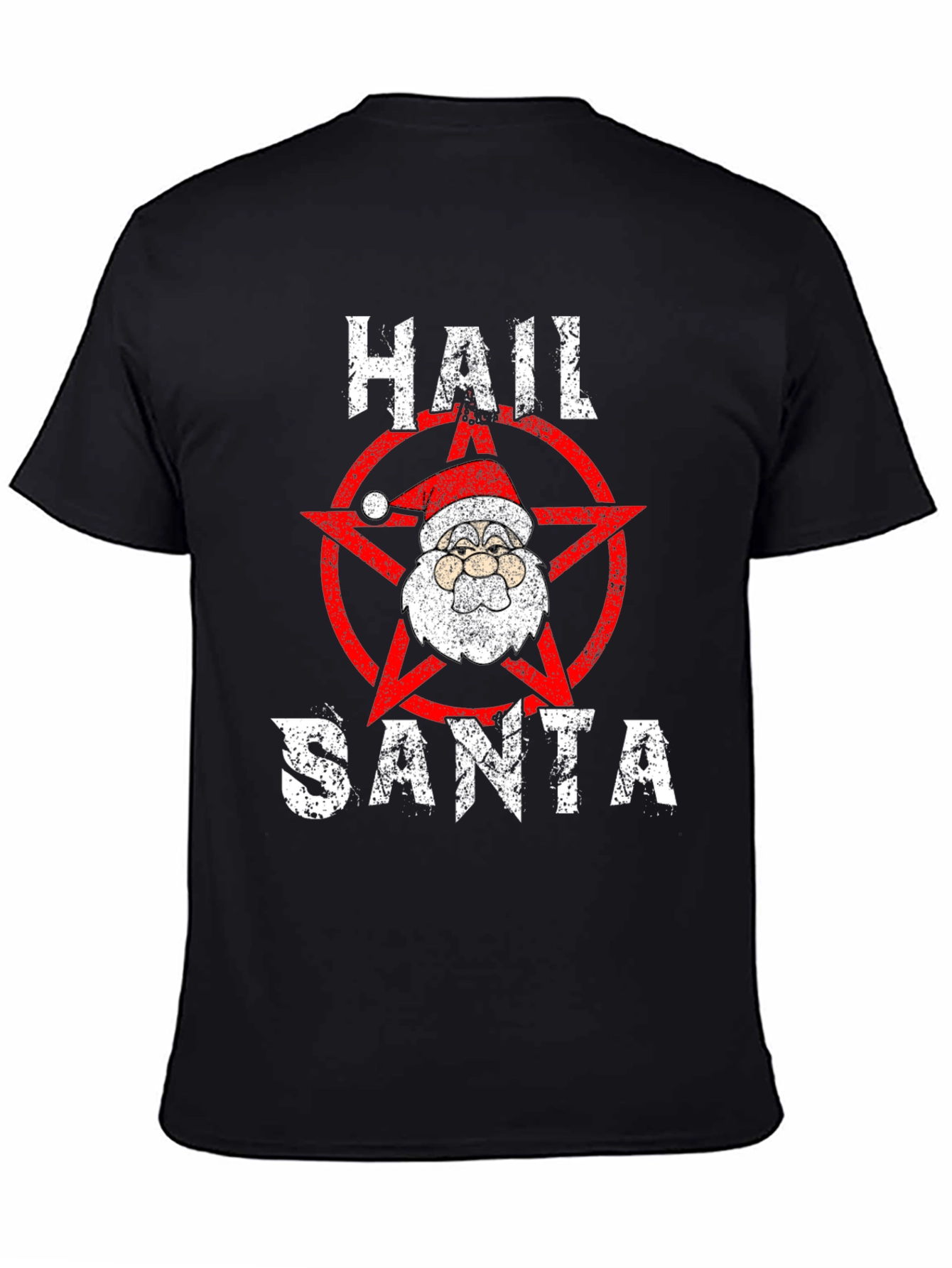 Hail Santa Graphic Tee - Black Cotton Blend T-Shirt