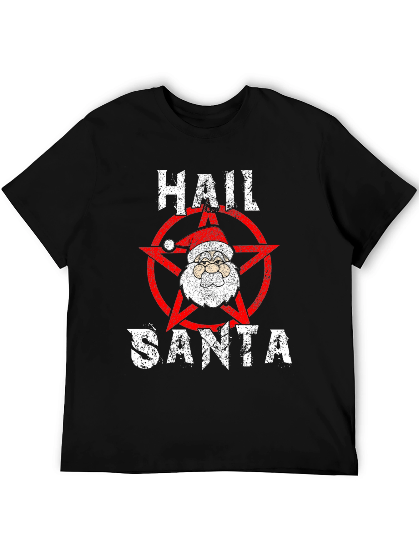 Hail Santa Graphic Tee - Black Cotton Blend T-Shirt
