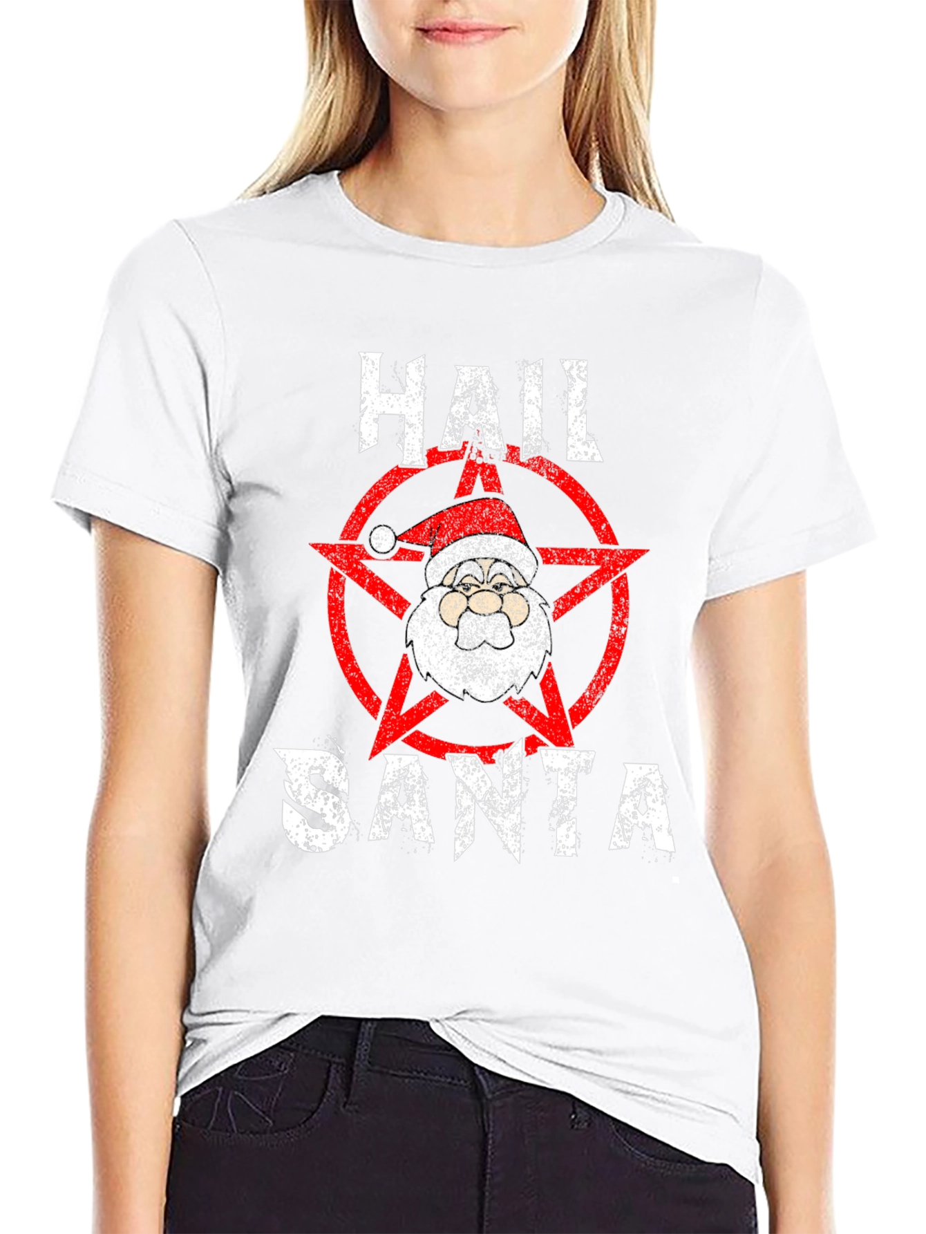 Hail Santa Graphic Tee - Black Cotton Blend T-Shirt