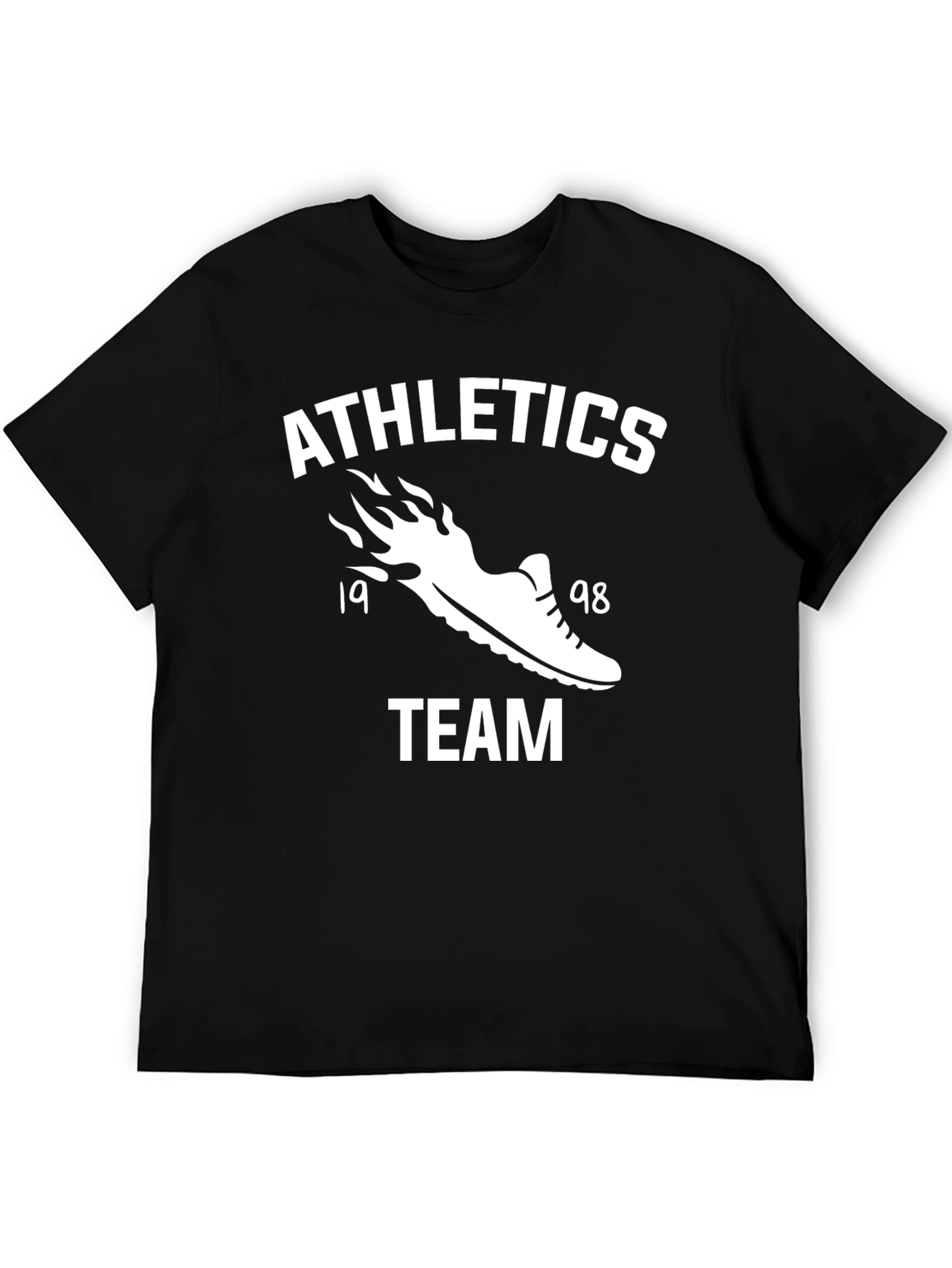 Athletics Team T-Shirt Black Cotton Shoe Fire Design