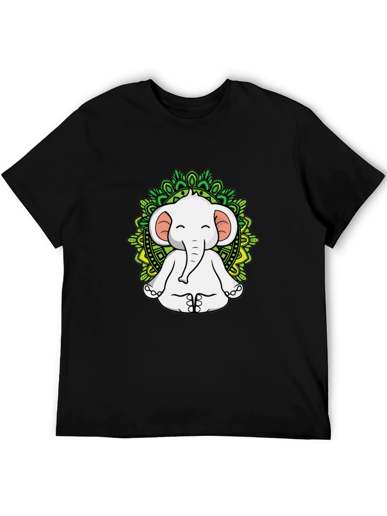 Yoga Elephant Mandala Graphic Tee - Black