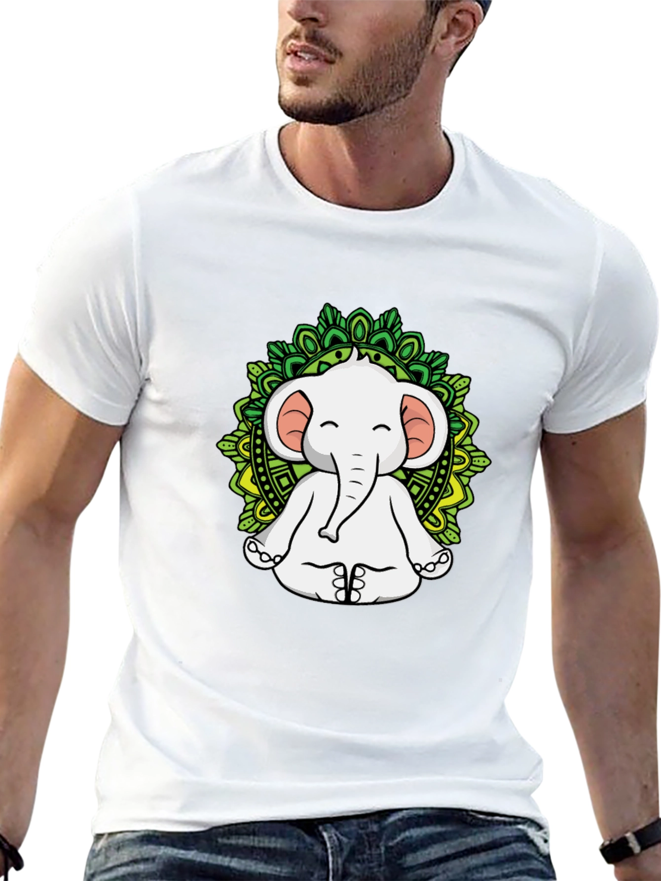 Yoga Elephant Mandala Graphic Tee - Black