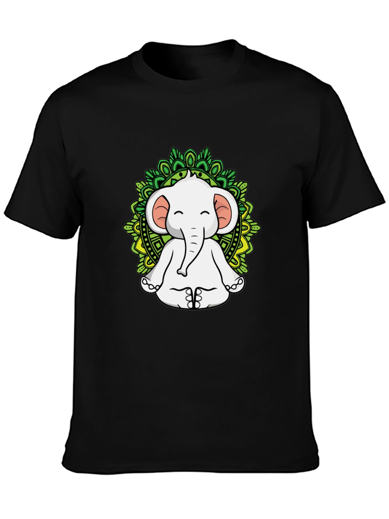 Yoga Elephant Mandala Graphic Tee - Black